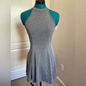 Hollister Halter Neck Skater Dress in Grey XS